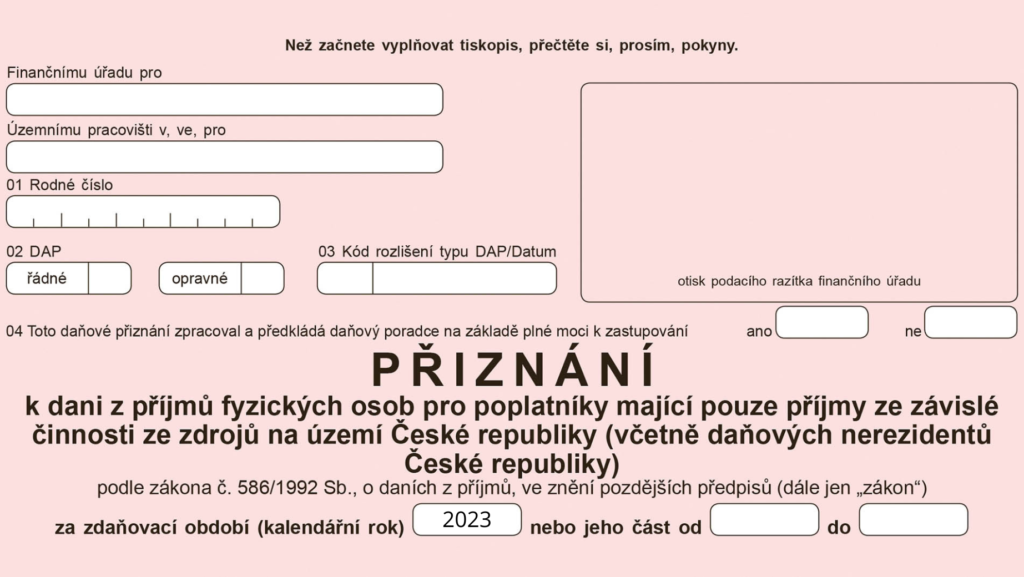 Daňové přiznání za rok 2025